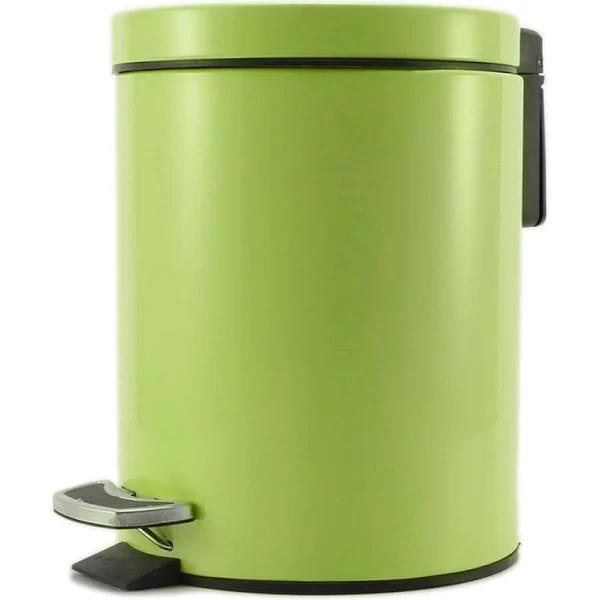 SOGA Foot Pedal Stainless Steel Rubbish Recycling Garbage Waste Trash Bin Round 7L Green