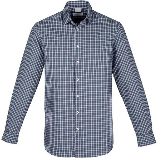 Biz Corporates Noah Mens Long Sleeve Shirt - RS070ML Storm Blue/White Check / L