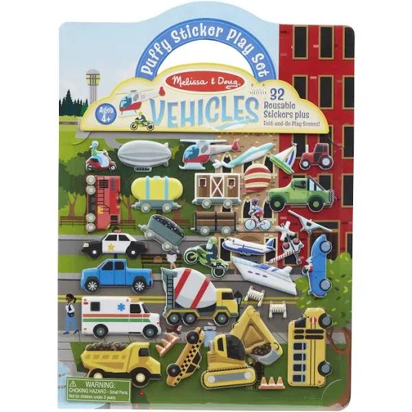 Melissa & Doug - Reusable Puffy Sticker Play Set - Vehicles