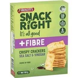 Arnott's Snack Right Crispy Crackers Sea Salt & Vinegar 150g