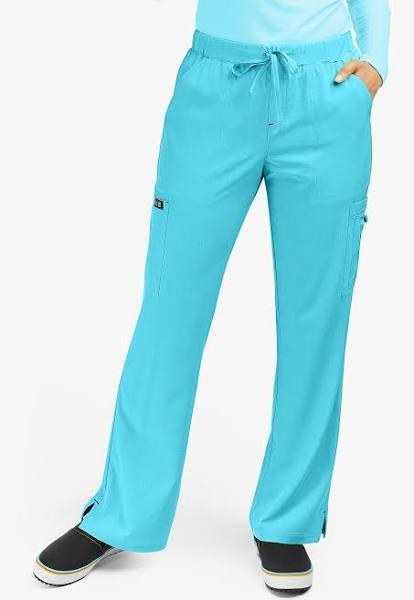 Koi Basics Holly Women's 8-Pocket Stretch Cargo Scrub Pants in Heather Electric Blue | Size XS Polyester/spandex