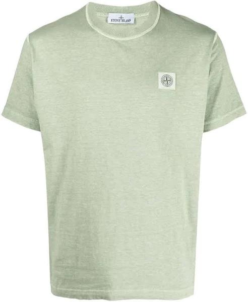 Stone Island - logo-patch Cotton T-Shirt - Men - Cotton - L - Green