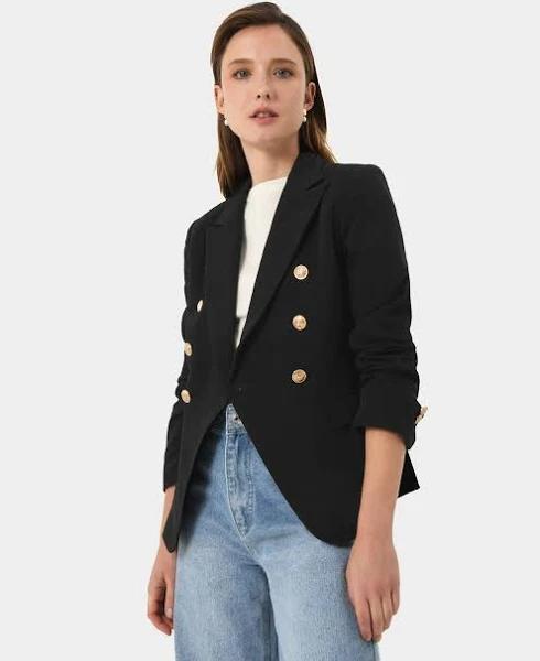 Forcast Women's Elodie Double Breasted Blazer - Black - 8 - AfterPay & zipPay Available