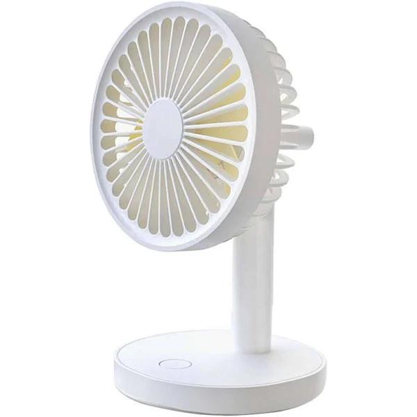 Sansai USB Rechargeable Portable Travel Desktop/Desk Fan w/ Night Light White