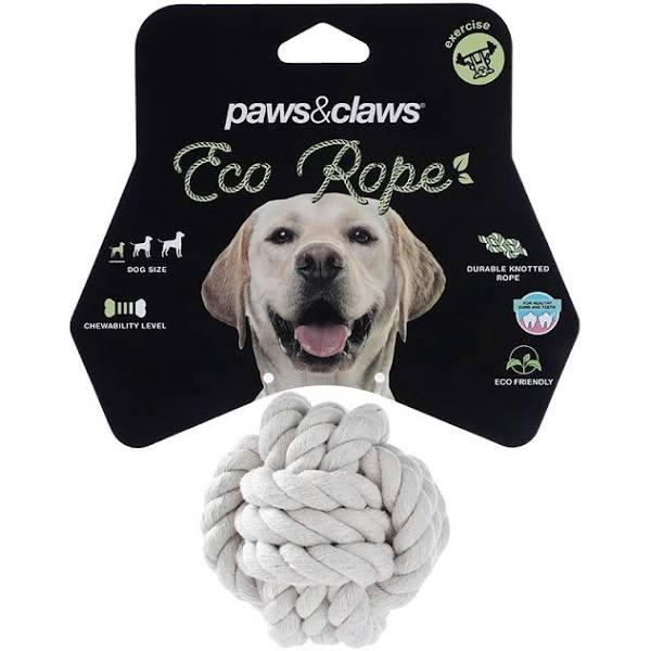 Paws & Claws 7.5cm Eco Rope Knotted Ball Pet Chew Toy - White