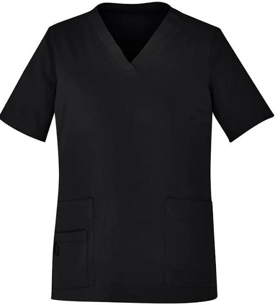 BizCare Womens Easy Fit V-Neck Scrub Top CST941LS Black / 4XL