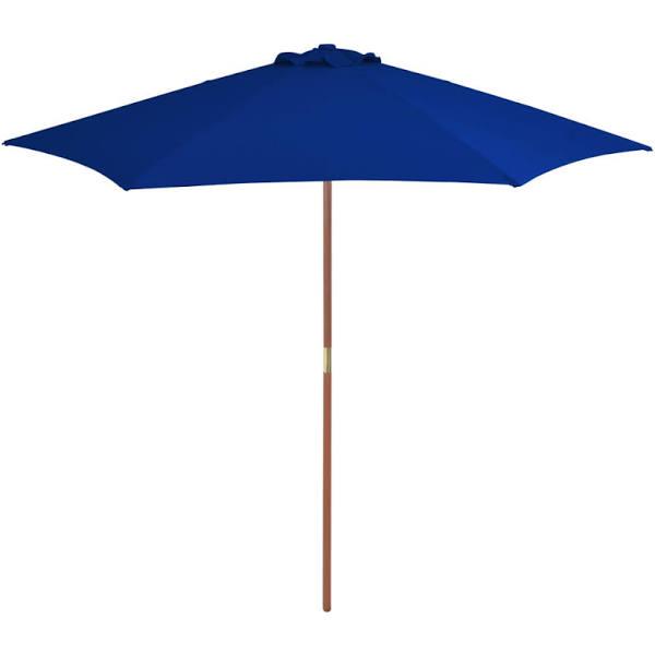 vidaXL - Outdoor Parasol With Wooden Pole - Blue - 270 cm