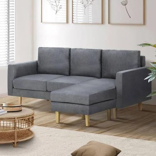 Vanessa 3 Seater Sofa with Reversible Chaise Colour: Grey - Pay with AfterPay or zipPay On Sofas & Lounge Sets