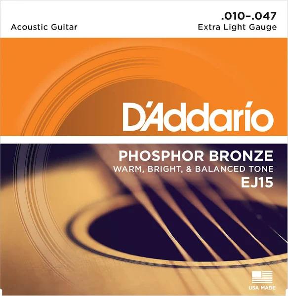 D'Addario EJ15 Phosphor Bronze Extra Light Acoustic Strings Single-Pack