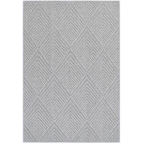 KINI Grey Geometric Flatweave Rug - 280x380cm