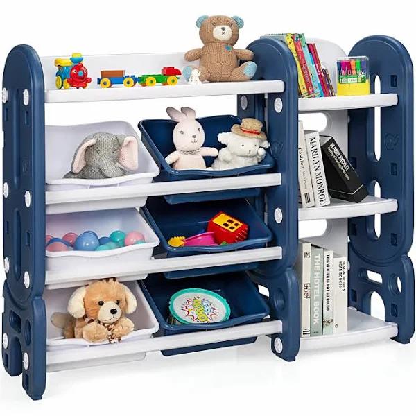 Giantex Kids Toy Storage Organizer Children Bookshelf Open Storage Design,Blue