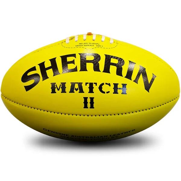 Sherrin Match II Game Ball Australian Leather Game Ball Football Size 5 Yellow