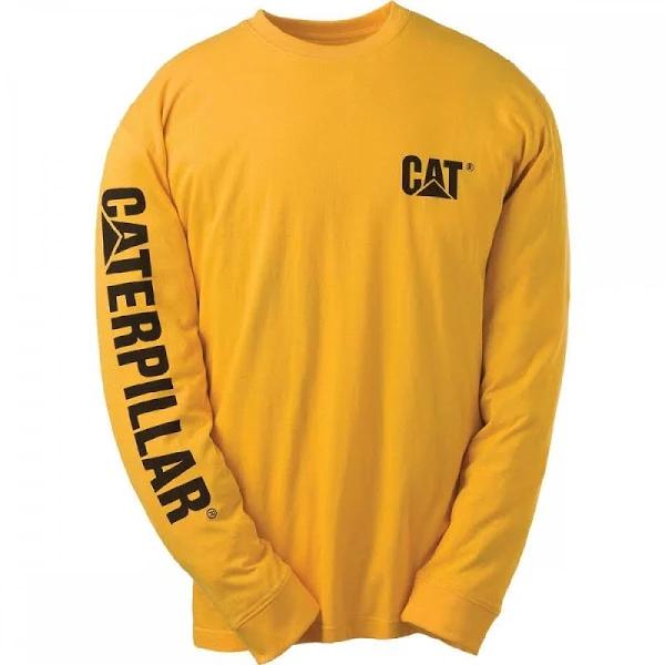 Caterpillar Workwear Trademark Banner Long Sleeve T-Shirt Yellow Size: