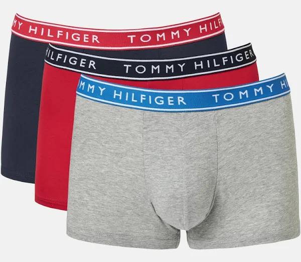 Tommy Hilfiger Men's Cotton Stretch Trunks 3-Pack - Evening Blue/Red/Grey