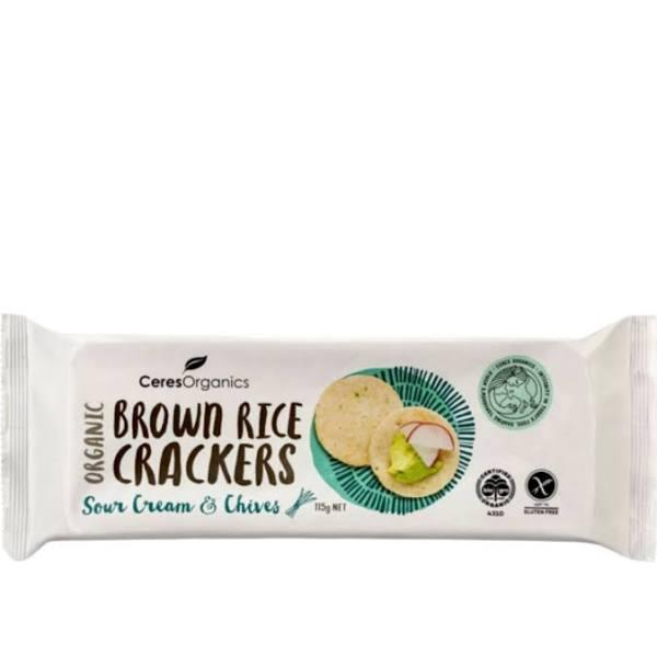 Ceres Organics Brown Rice Crackers Sour Cream & Chives 115g