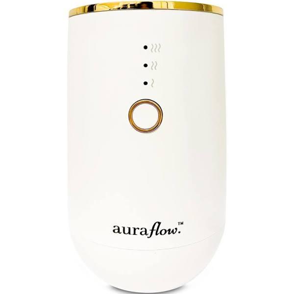 AURAFLOW Portable Waterless Essential Oil Aroma Diffuser For Home, Office, Bed, Car, Yoga, Sleep and Aromatherapy (White and Gold)