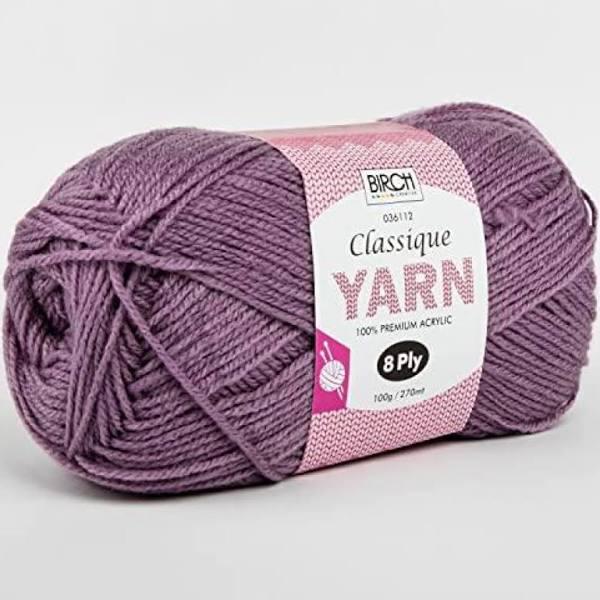 Birch Classique Knitting Yarn 100% Premium Acrylic 100g Ball 8ply -Lupin