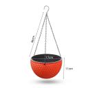 SOGA Red Small Hanging Resin Flower Pot Self Watering Basket Planter