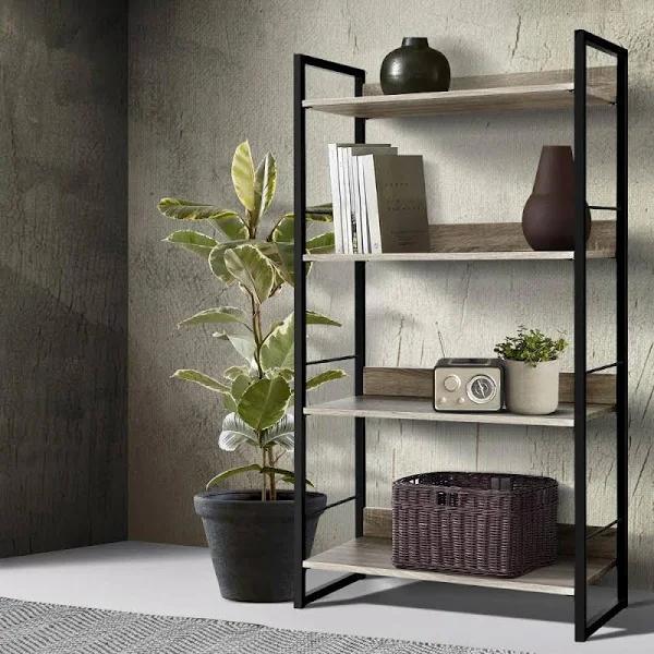 Artiss Book Shelf Display Shelves Corner Wall Wood Metal Stand Hollow