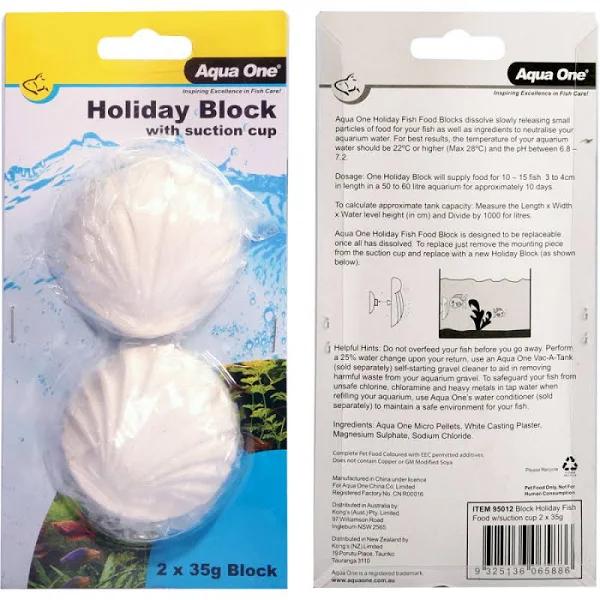 Aqua One Block Holiday Fish Food With Suction Cup 2 x 35g (95012)