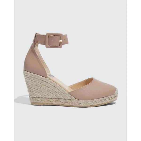 Country Road Carolina Leather Espadrille Wedge 39 Biscuit AU387886