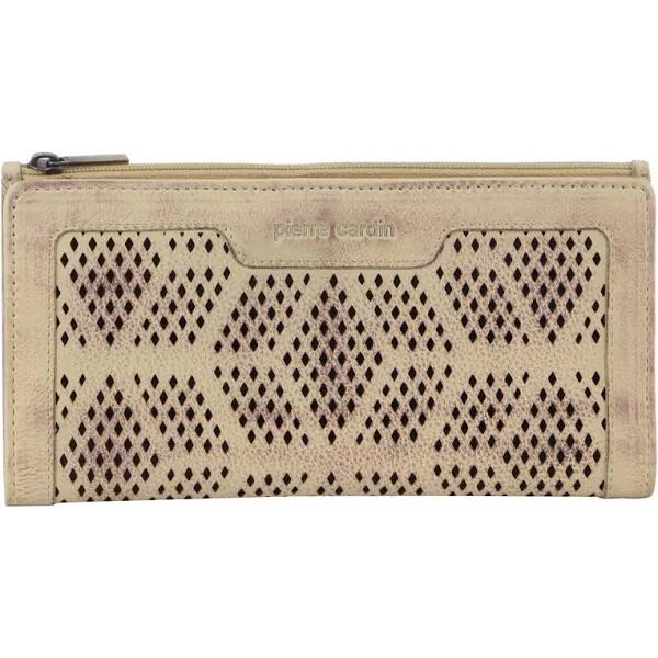 Pierre Cardin Perforated Leather Ladies Handy Travel Wallet - Latte