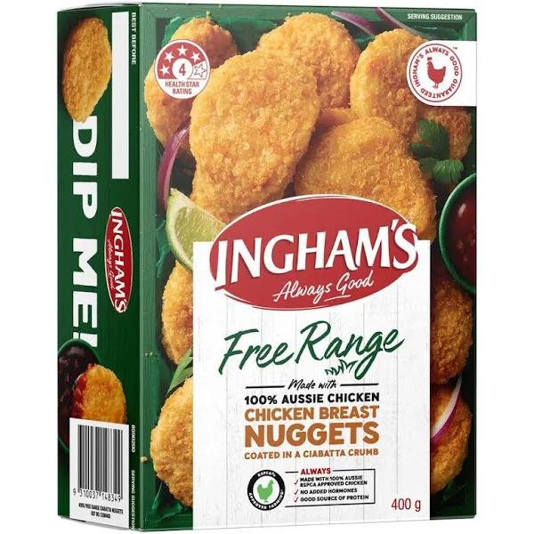 Ingham's Free Range Chicken Breast Ciabatta Nuggets 400g