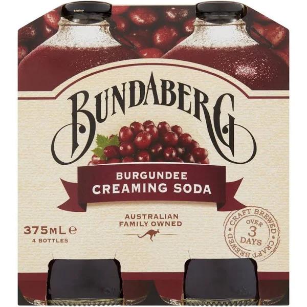 Bundaberg Burgundee Creaming Soda Multipack Bottles 375ml 4 Pack