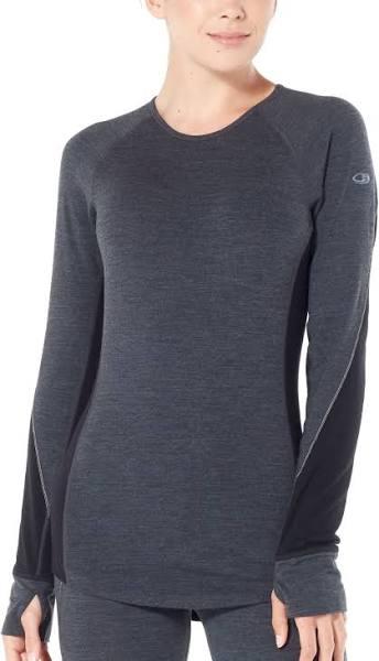 Icebreaker Women's BodyfitZONE 260 Zone Long Sleeve Crewe Jet Heather/Black / Small