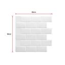 Tiles 3D Peel and Stick Wall Tile Subway White (30 x 30cm x 10 Sheets)