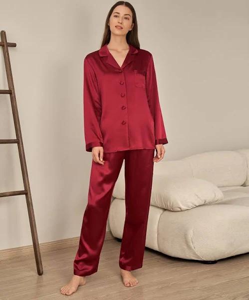 LILYSILK Silk Pajamas AU Women 22 Momme Smooth and Soft Claret M