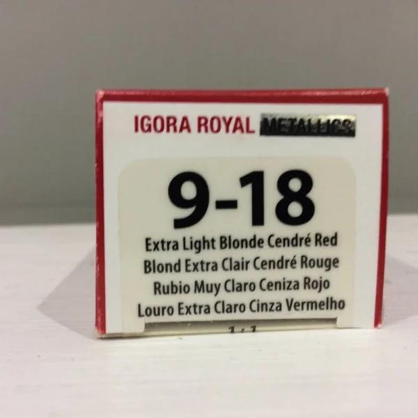 Schwarzkopf Igora Royal 9-18 Extra Light Blonde Cendre Red Permanent Color 2.1oz