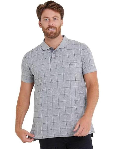 Rivers Double Check Print Jersey Polo - Size 4XL - Grey Marle Check