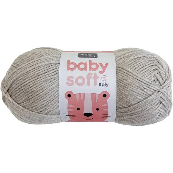 Makr Baby Soft Crochet & Knitting Yarn 8ply, Stone- 100g Acrylic Nylon Blend Yarn