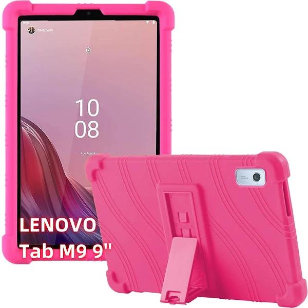 SeZhuoL for Lenovo Tab M9 Case 9.0 Inch (TB-310FU),Soft Silicone Case with PC Bracket for Lenovo Tab M9 TB310FU 9.0" Tablet Case (Rose Red)