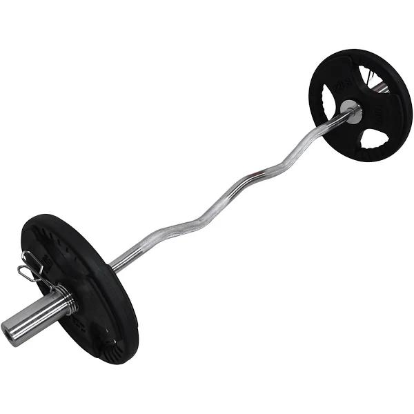 Total 26kg - 120cm Olympic Curl Barbell - Rubber Coated Weight Plate-10kg X2