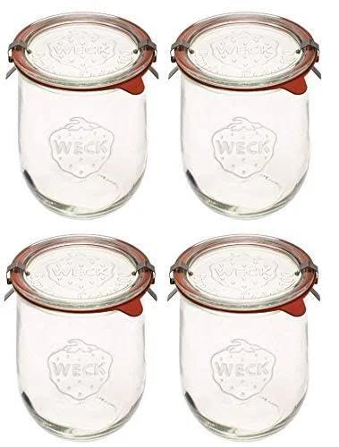 Weck Jars - Weck Tulip Jars 1 Liter - Sour Dough Starter Jars - Large Glass Jars For Sourdough - Starter Jar with Glass Lid - Tulip Jar with Wide