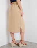 Rockmans Midi Length Button Curved Hem Belted Skirt - Size 16 - Womens - Latte