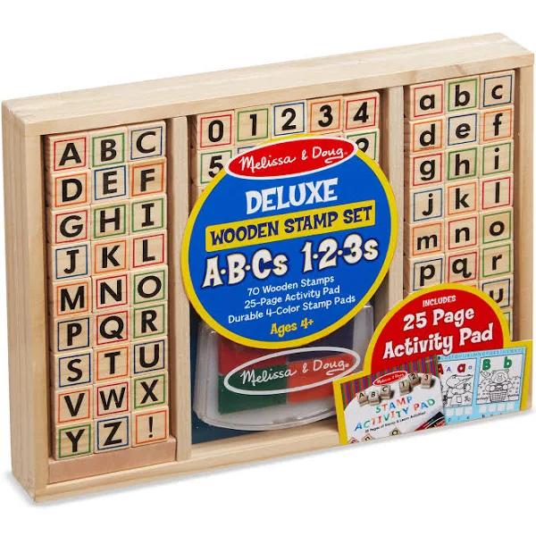 Melissa & Doug - Deluxe Wooden ABC-123 Stamp Set