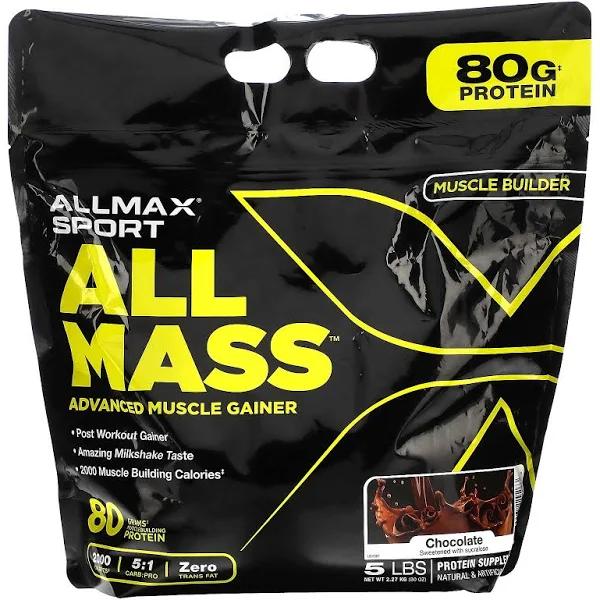 ALLMAX Sport All Mass Advanced Muscle Gainer Chocolate 5 lbs 2.27 kg (80 oz)