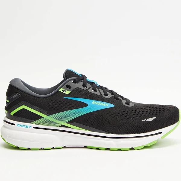 Brooks Ghost 15 Mens US 11 BLACK/HAWAIIAN OCEAN/GREEN Running Shoes