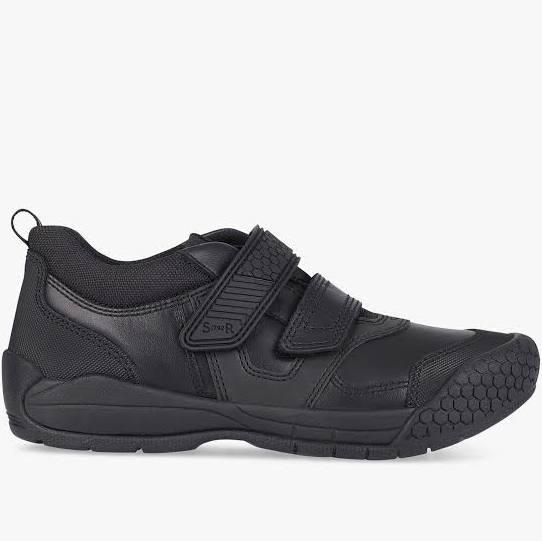 Start-Rite Strike Boys Leather Touch Fasten School Shoes Black: UK 13