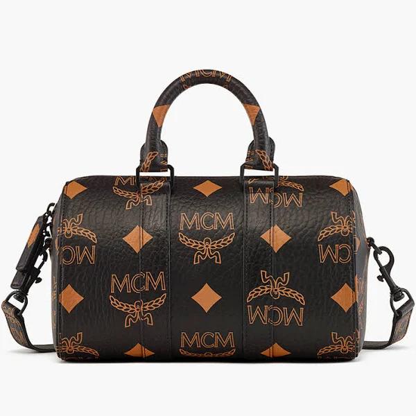 MCM Aren Boston Bag in Maxi Visetos Black Visetos