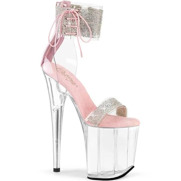 Pleaser FLAMINGO-827RS Clear Baby Pink/Clear Size 8