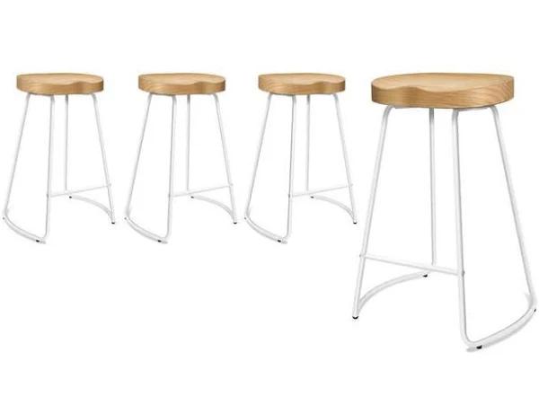 ALFORDSON Set of 4 Retro Tractor 65cm Bar Stools White Wood