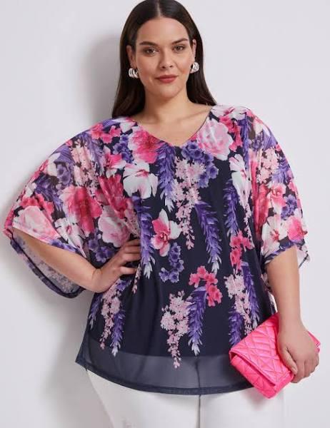 Autograph - Plus Size - Womens Tops - Elbow Sleeve New Mesh Kaftan Top