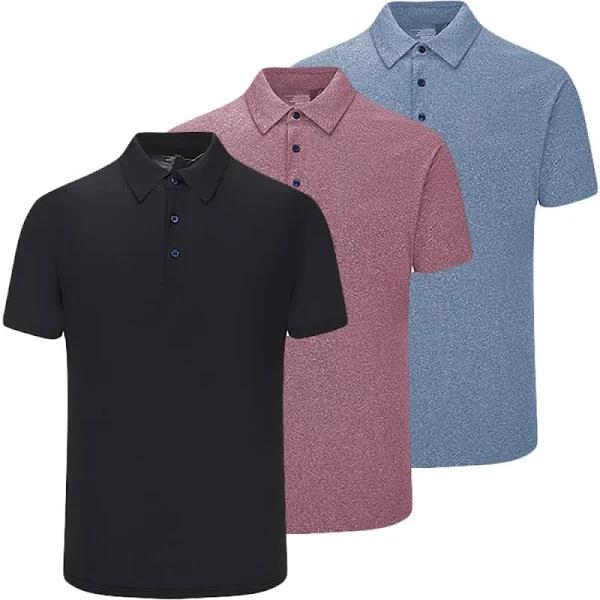 AKAWOOKO 3 Pack Polo Shirts for Men Dry Fit Performance Short Sleeve Golf Polo Shirts