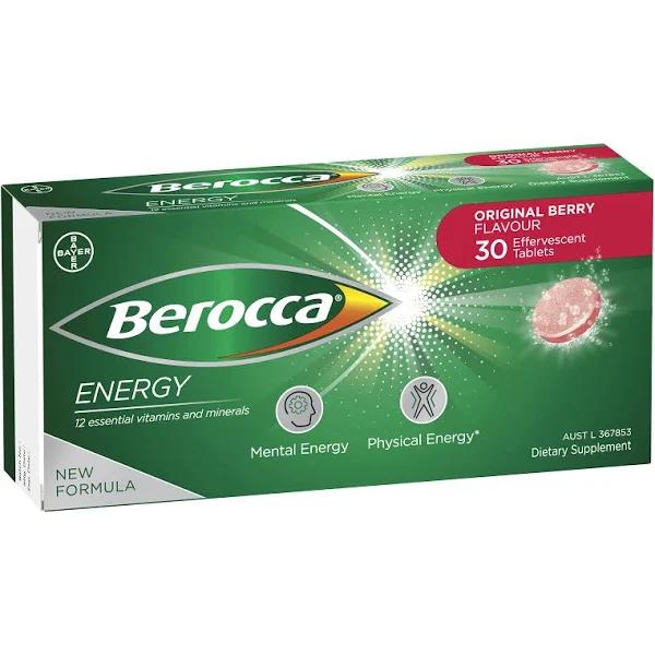 Berocca Energy 30 Effervescent Tablets - Original Berry Flavour