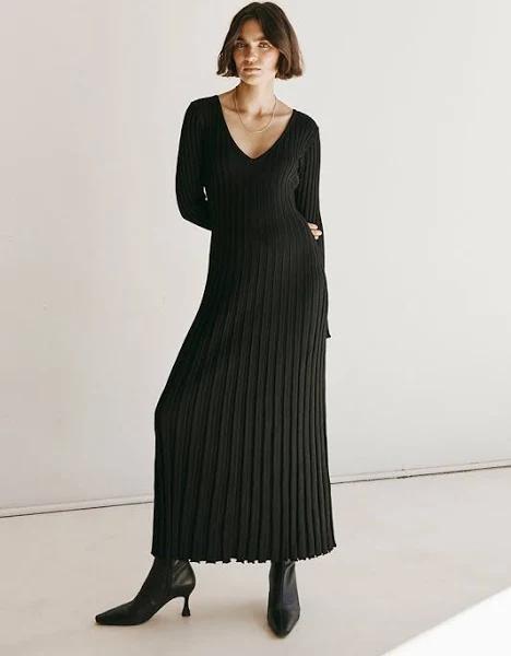 Reign Sleeved Knit Midi Dress in Black Size XS by DISSH