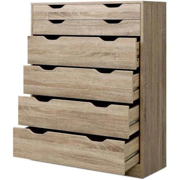 Artiss 6 Chest of Drawers Tallboy Dresser Table Storage Cabinet Oak